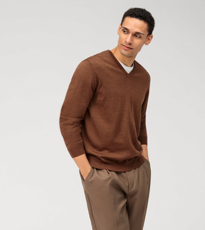 Casual Knitwear, Pullover, Reddish Brown