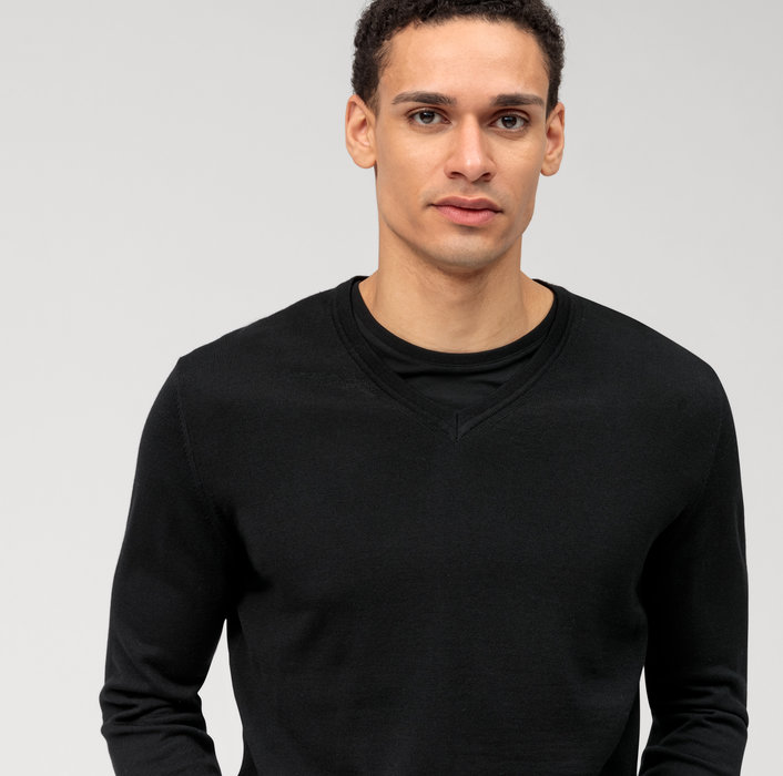 OLYMP Casual Maille, Pullover, Noir
