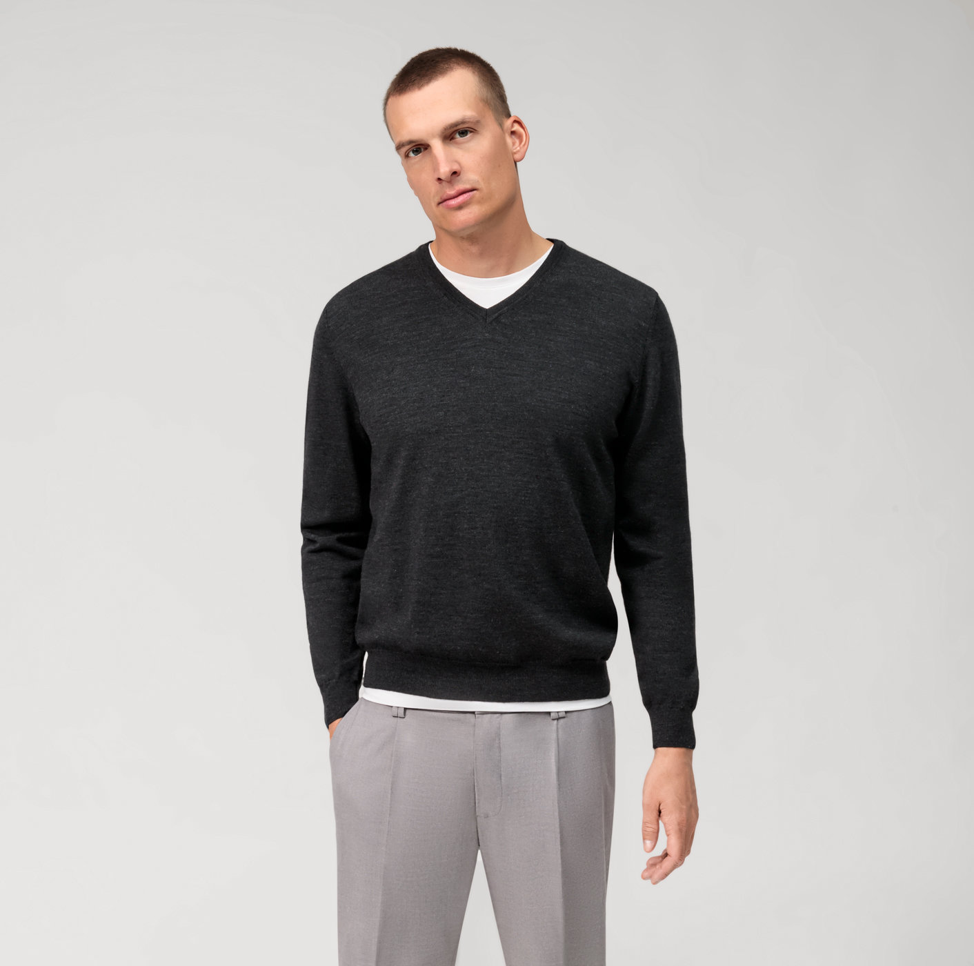 OLYMP Casual Maille, Pullover, Graphite