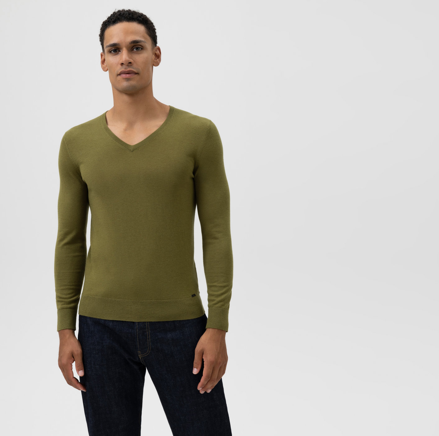 OLYMP Casual Strick, Pullover, Oliv