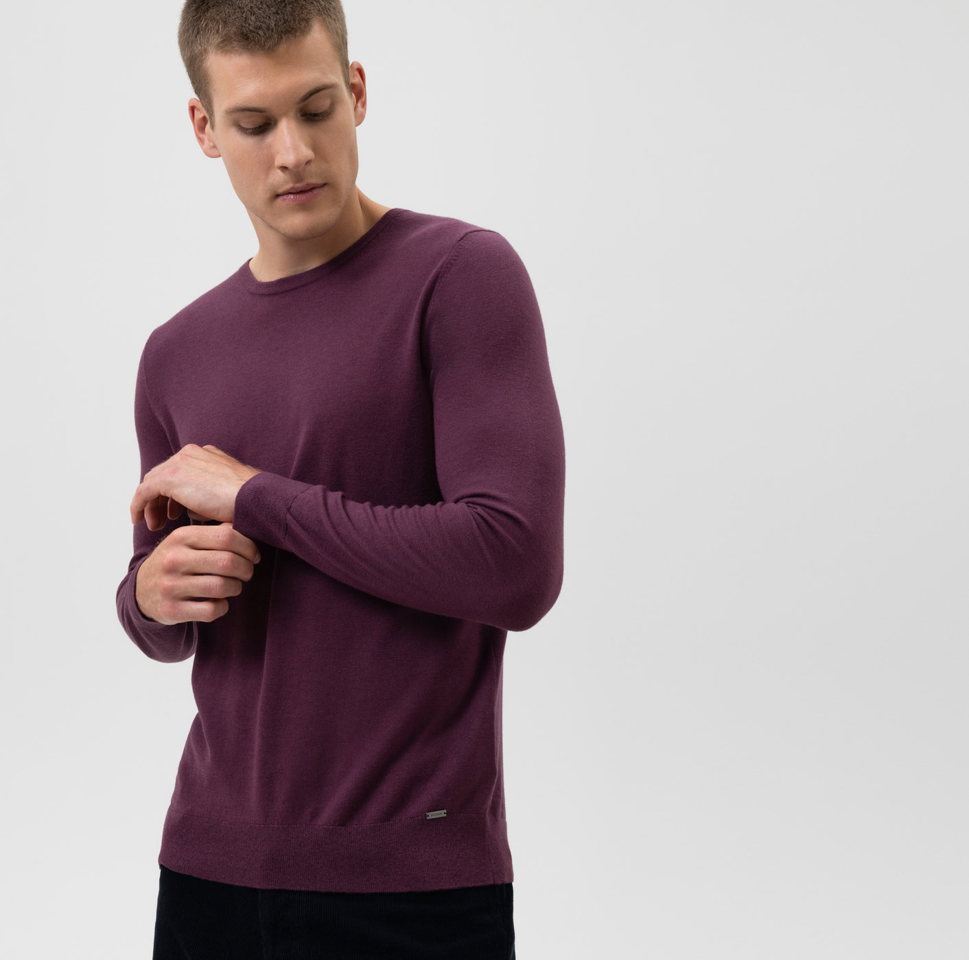 OLYMP Level Five Strick, body fit, Pullover Rundhals , Chianti