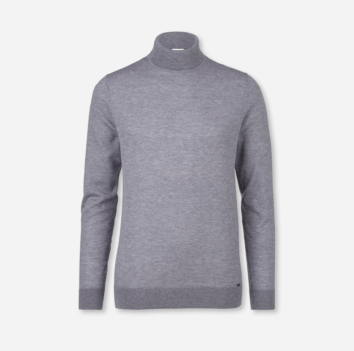 OLYMP Level Five Maille, body fit, Pullover col roulé, Gris Argent