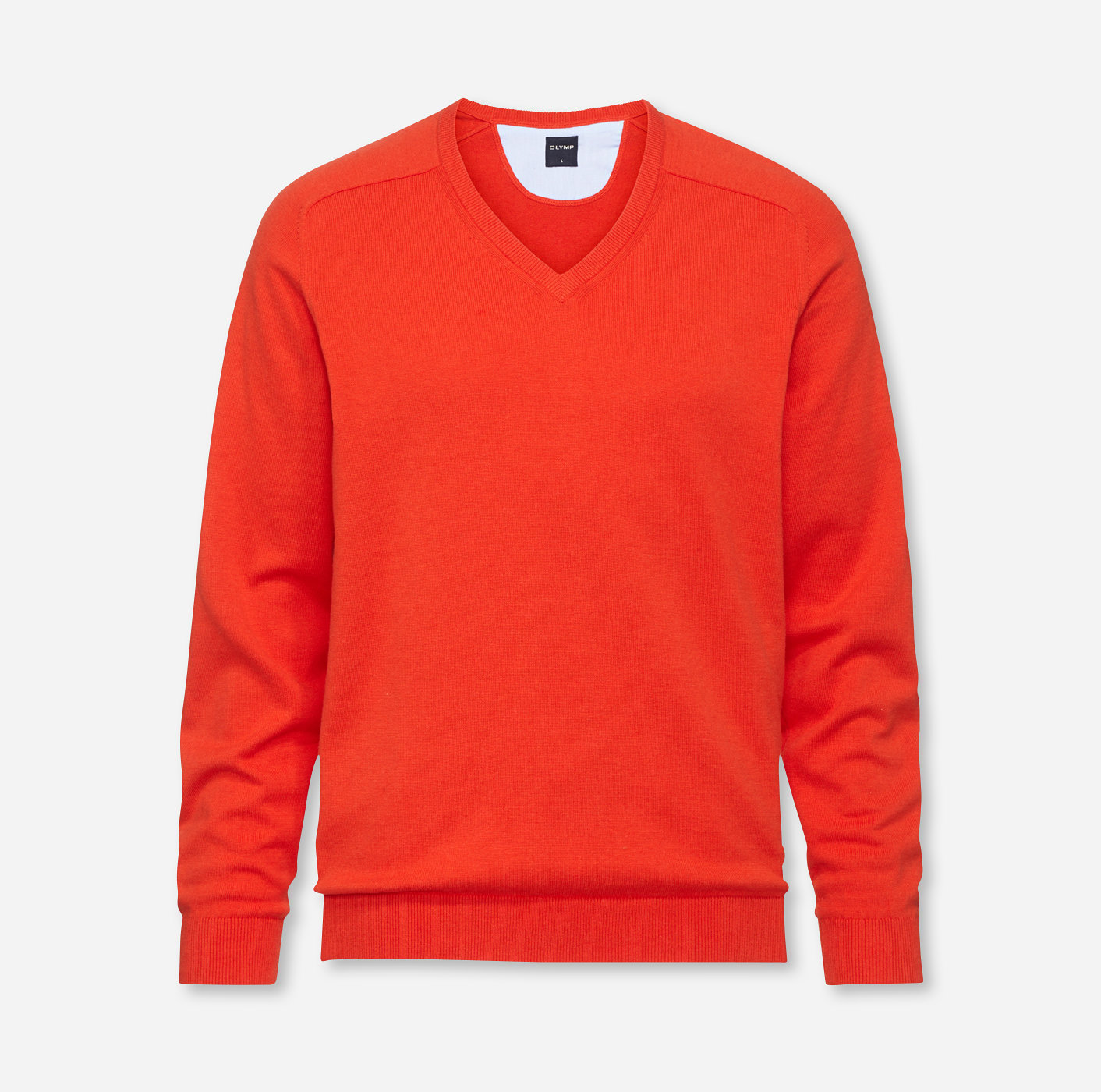 OLYMP Maille, modern fit, Pullover col V, Rouge-Orange