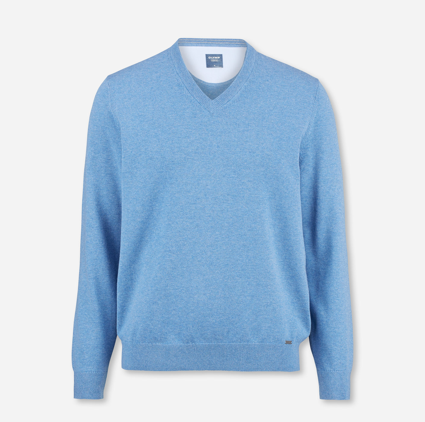 OLYMP Maille, modern fit, Pullover col V, Bleu