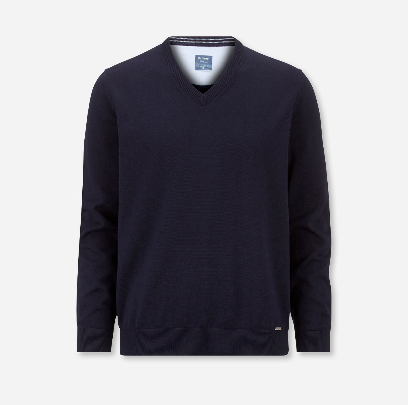 OLYMP Maille, modern fit, Pullover col V, Bleu Nuit