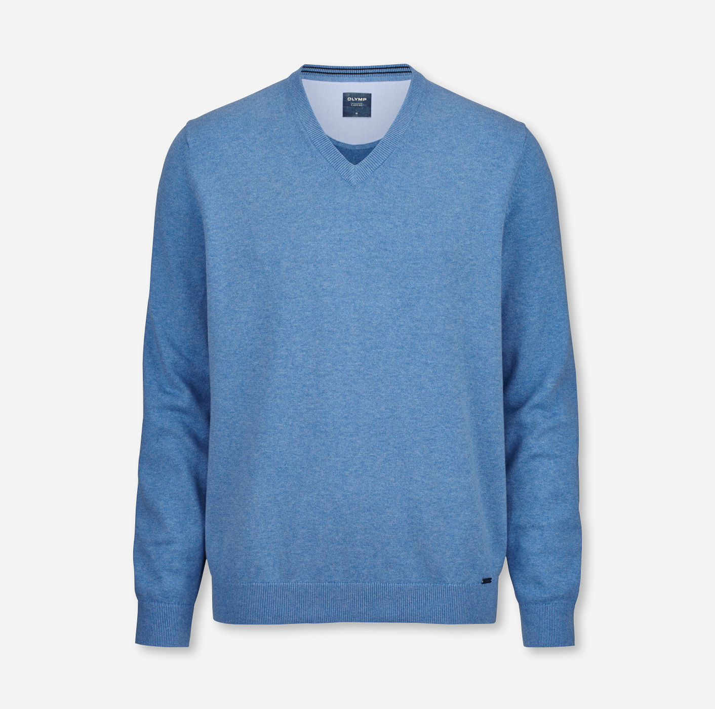 OLYMP Maille, modern fit, Pullover col V, Bleu Glacier
