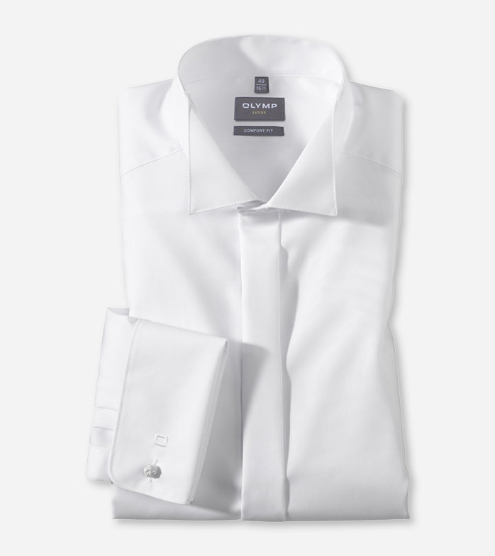 Luxor Soirée, Chemise de mariage, comfort fit, Coins cassés, Blanc