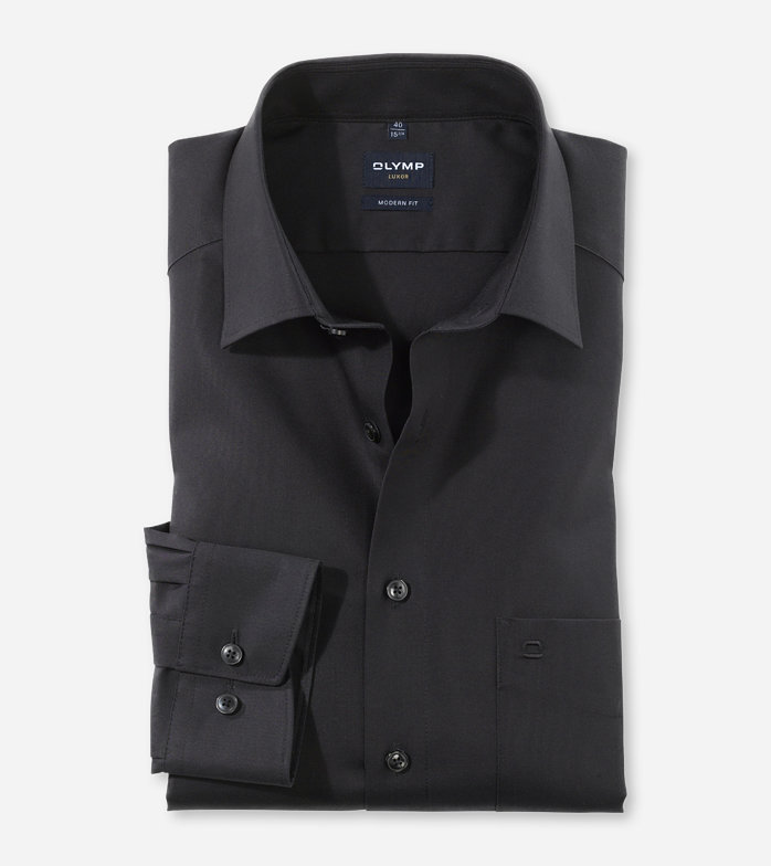 Luxor, Business shirt, modern fit, New Kent, Black