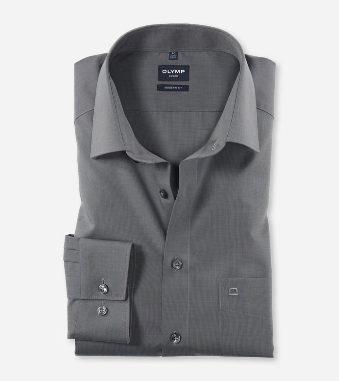 Luxor, Business shirt, modern fit, New Kent, Medium Grey