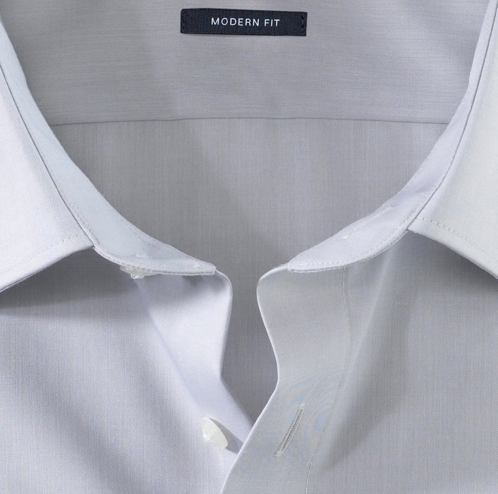 OLYMP Luxor, modern fit, Business shirt, Manche extra courte, New Kent, Gris Argent