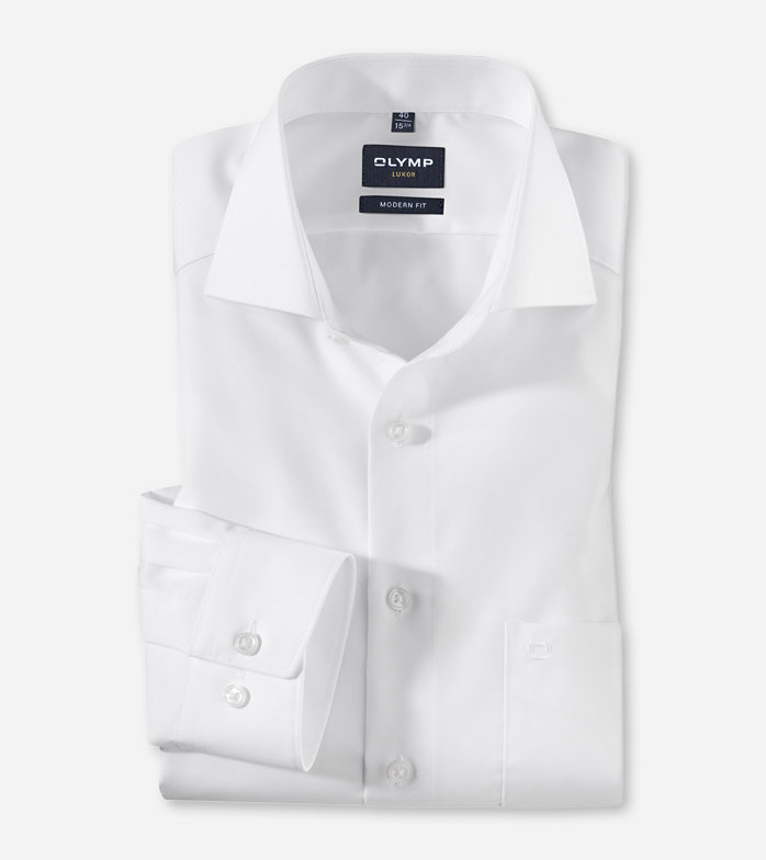 Luxor, Business shirt, modern fit, Cutaway classic, White