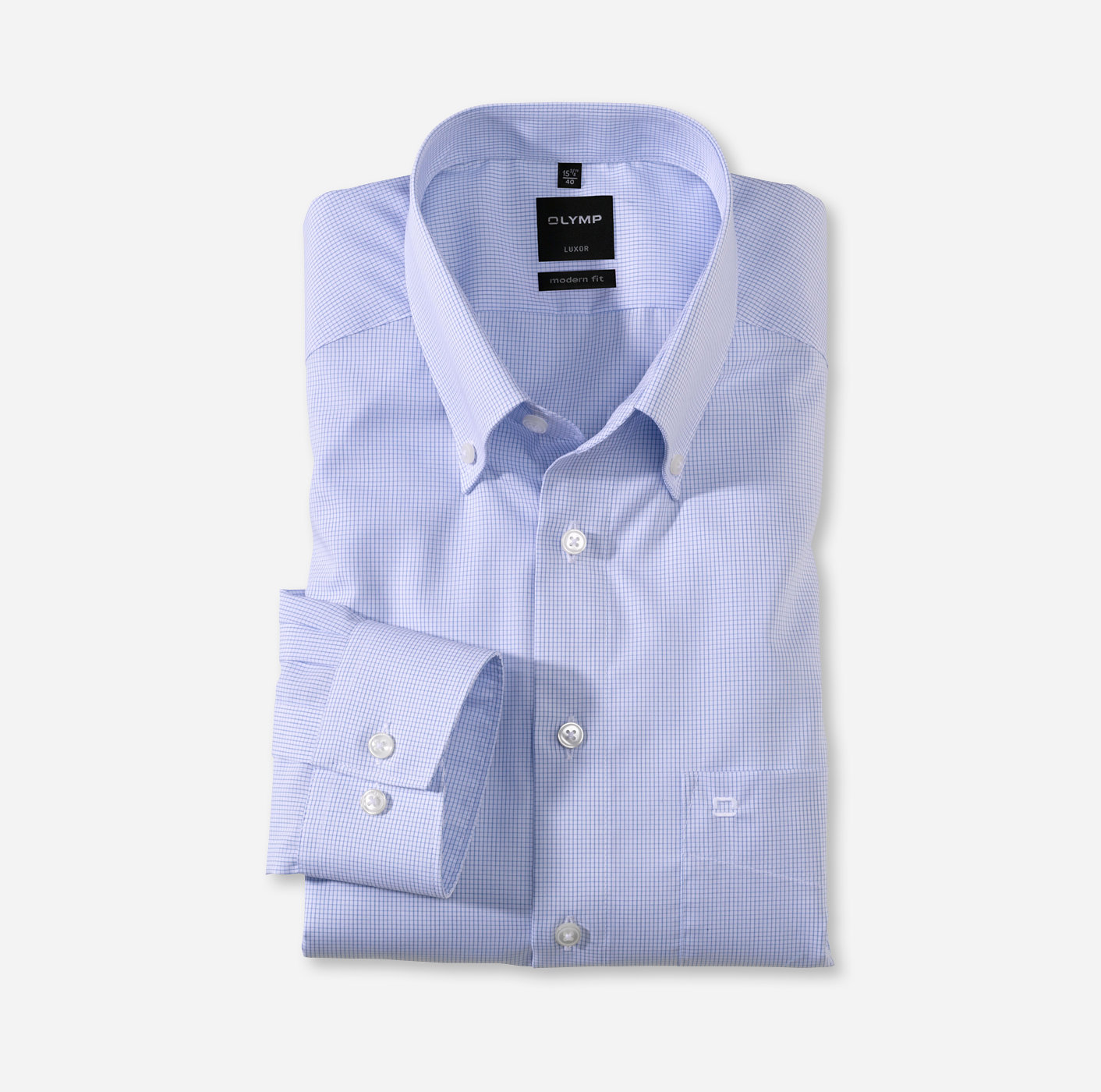 OLYMP Luxor, modern fit, Business shirt, Pointes boutonnées, Bleu