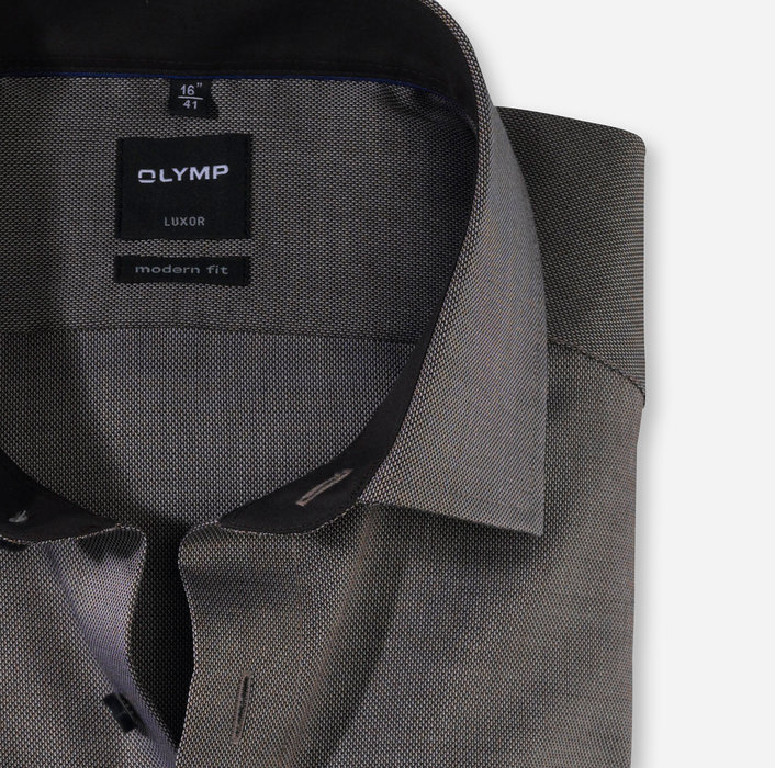 OLYMP Luxor, modern fit, Business shirt, Global Kent, Marron