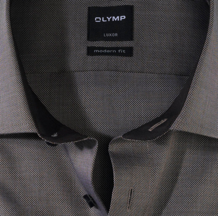 OLYMP Luxor, modern fit, Business shirt, Global Kent, Marron