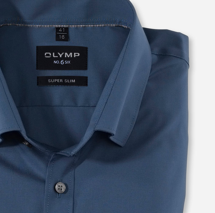 OLYMP No. Six, super slim, Businesshemd, Under-Button-down, Rauchblau