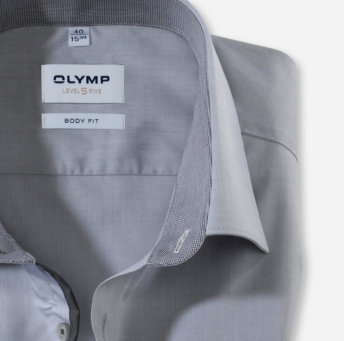 OLYMP Level Five, body fit, Businesshemd, New York Kent, Mittelgrau
