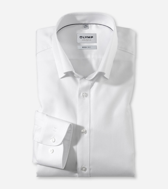 Level Five, Business shirt, body fit, Under button-down, White