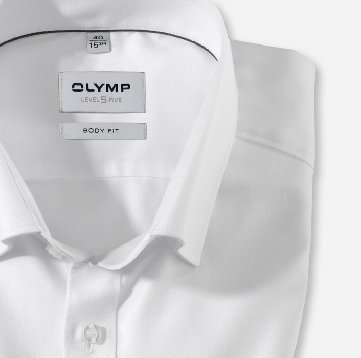 OLYMP Level Five, body fit, Business shirt, Boutons sous col, Blanc