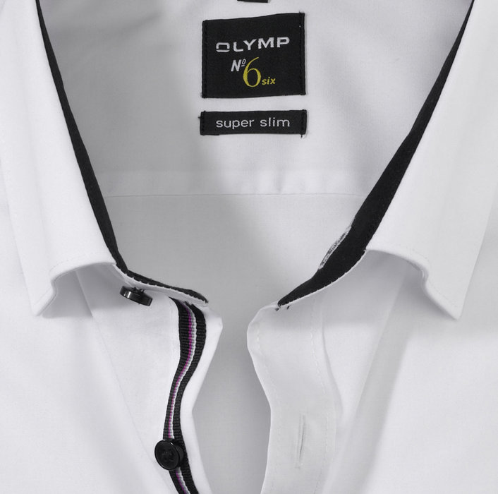OLYMP No. Six, super slim, Business shirt, Manches extra longues, Boutons sous col, Noir