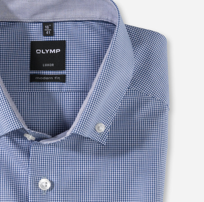 OLYMP Luxor, modern fit, Business shirt, Pointes boutonnées, Bleu Roi