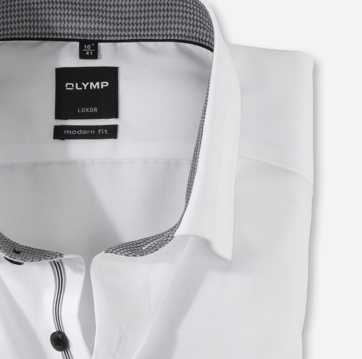 OLYMP Luxor, modern fit, Business shirt, Boutons sous col, Blanc