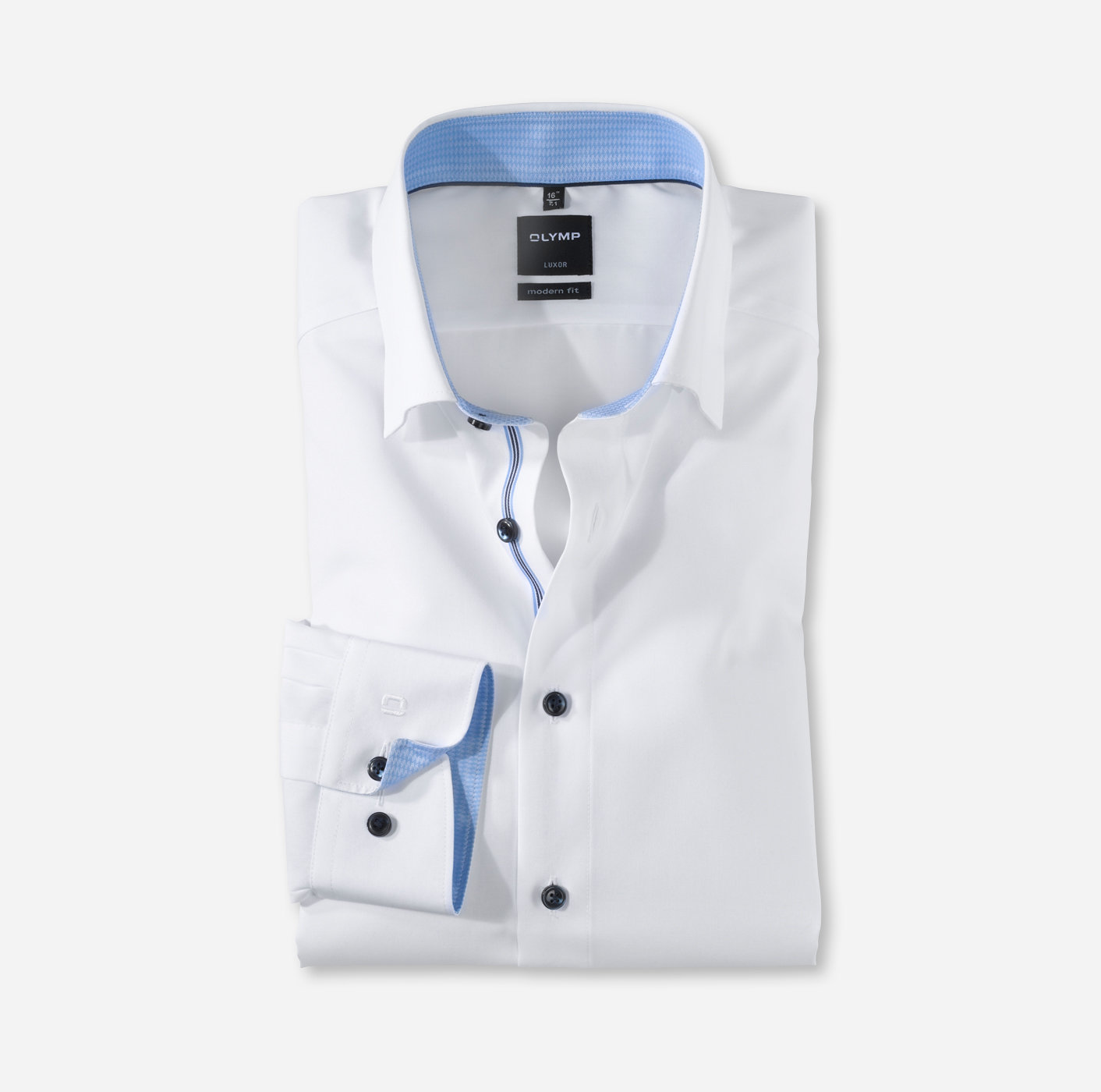 OLYMP Luxor, modern fit, Business shirt, Boutons sous col, Bleu