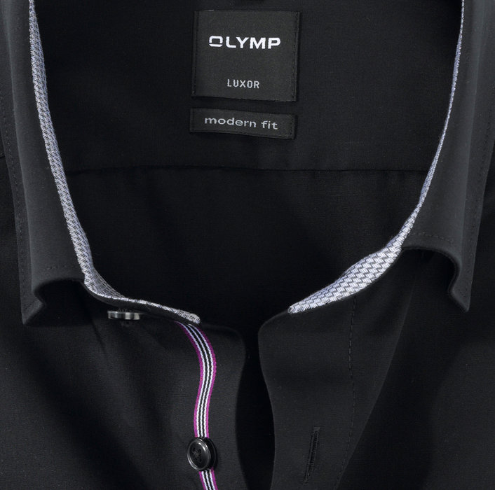 OLYMP Luxor, modern fit, Business shirt, Boutons sous col, Noir