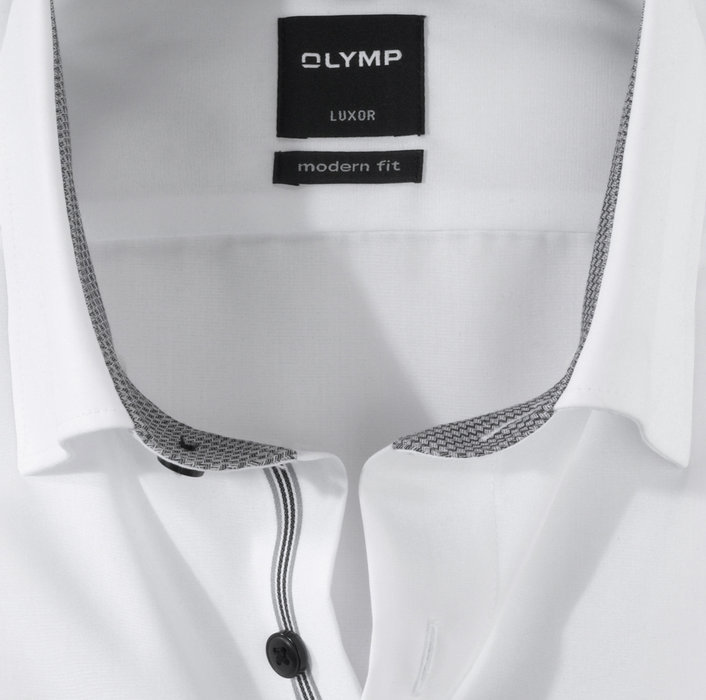 OLYMP Luxor, modern fit, Business shirt, Manches extra longues, Boutons sous col, Blanc