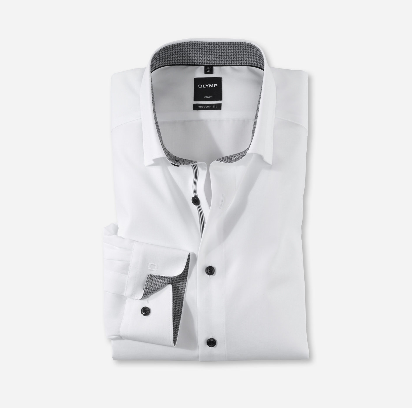 OLYMP Luxor, modern fit, Business shirt, Manches extra longues, Boutons sous col, Blanc