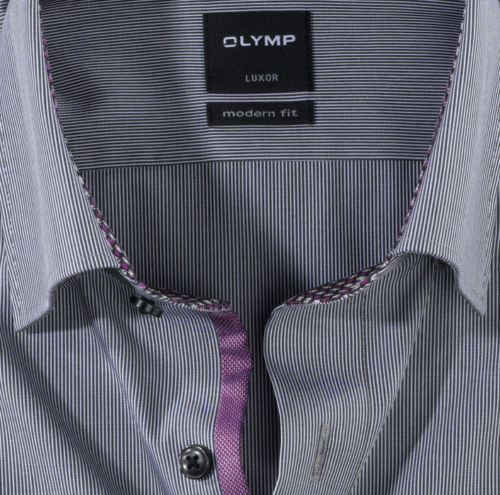 OLYMP Luxor, modern fit, Businesshemd, Under-Button-down, Schwarz