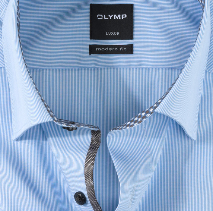 OLYMP Luxor, modern fit, Chemise d'affaires, Manches extra longues, Boutons sous col, Bleu