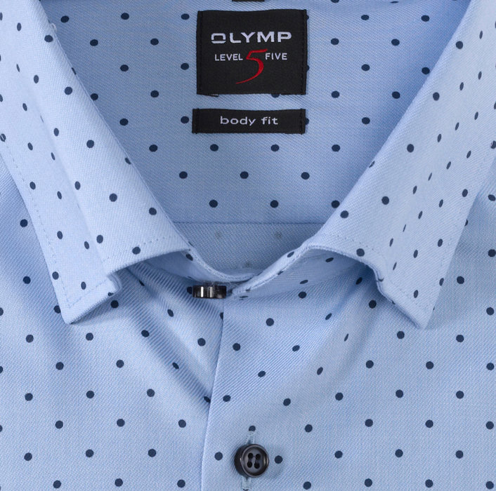 OLYMP Level Five, body fit, Business shirt, Boutons sous col, Bleu