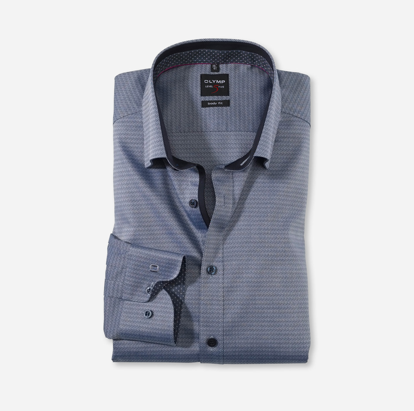 OLYMP Level Five, body fit, Businesshemd, Under-Button-down, Marine