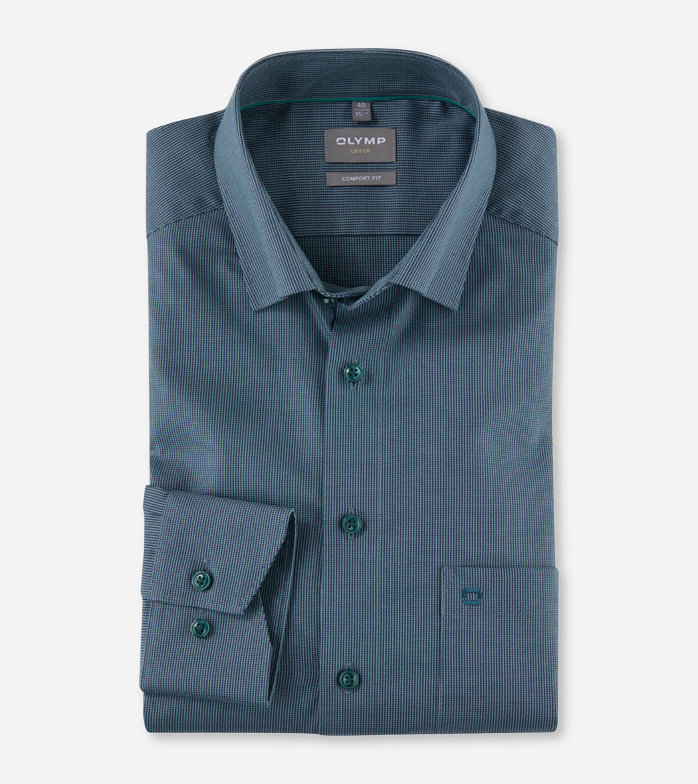 Luxor, Business shirt, comfort fit, Under button-down, Green