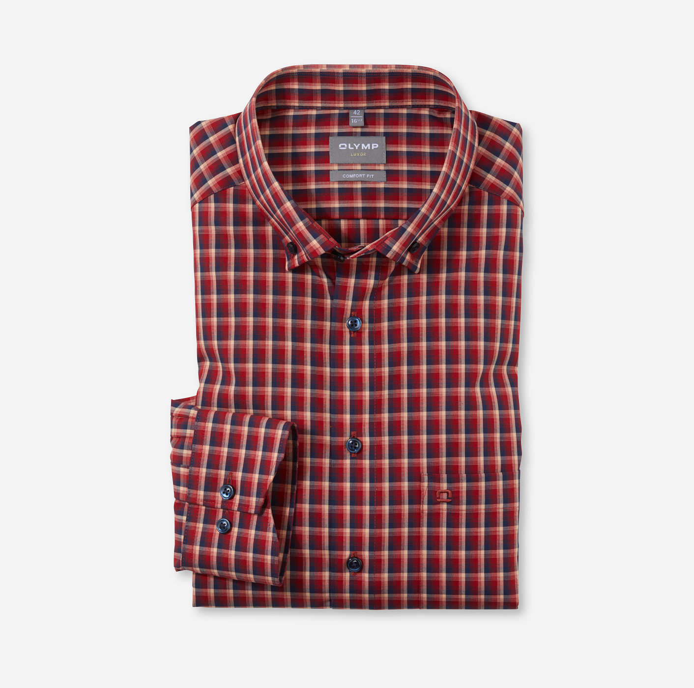 | OLYMP - comfort | Button-down fit, 10744435 Businesshemd Luxor, Rot