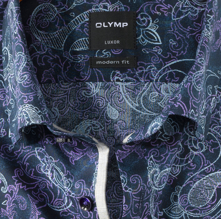 OLYMP Luxor, modern fit, Business shirt, Boutons sous col, Violette