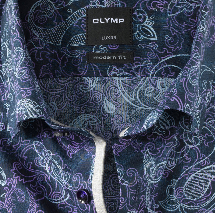 OLYMP Luxor, modern fit, Businesshemd, Extra langer Arm, Under-Button-down, Viola