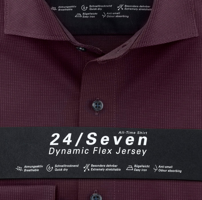 OLYMP Luxor 24/Seven, modern fit, Business shirt, Kent, Dark Red