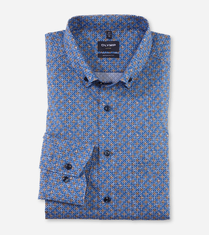 Luxor, Business shirt, modern fit, Button-down, Smoke Blue