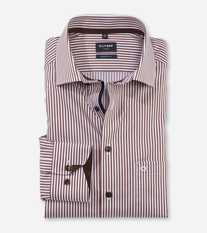 Luxor, Business shirt, modern fit, Global Kent, Brown
