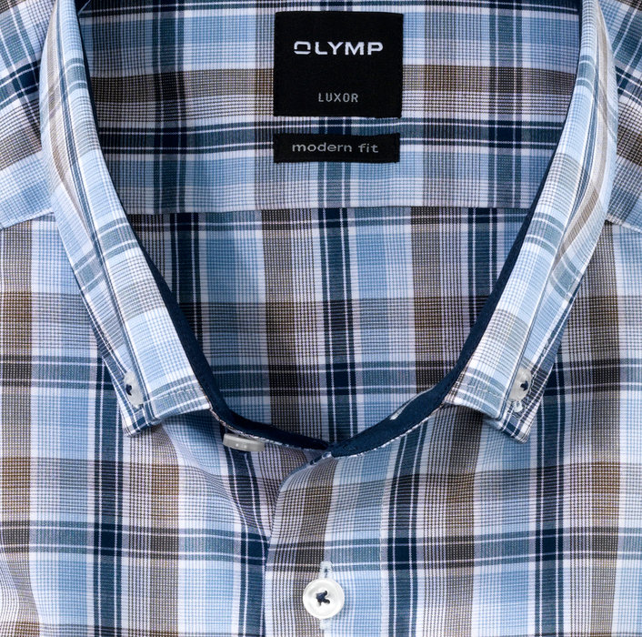 OLYMP Luxor, modern fit, Businesshemd, Button-down, Braun