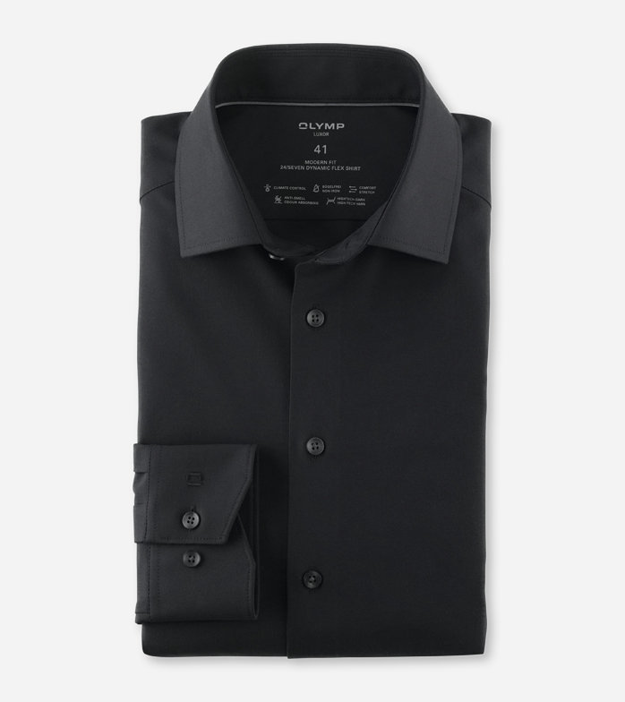 Luxor 24/Seven, Business shirt, modern fit, Global Kent, Black