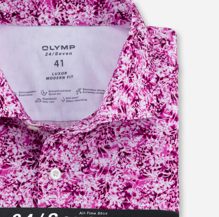 OLYMP Luxor 24/Seven, modern fit, Business shirt, Kent, Fuchsia