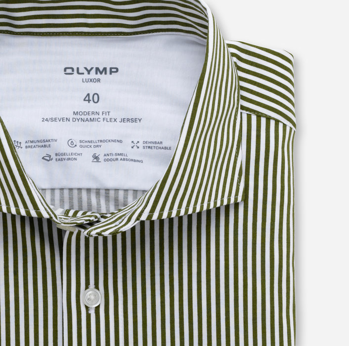 OLYMP Luxor 24/Seven, modern fit, Business shirt, Kent, Olive