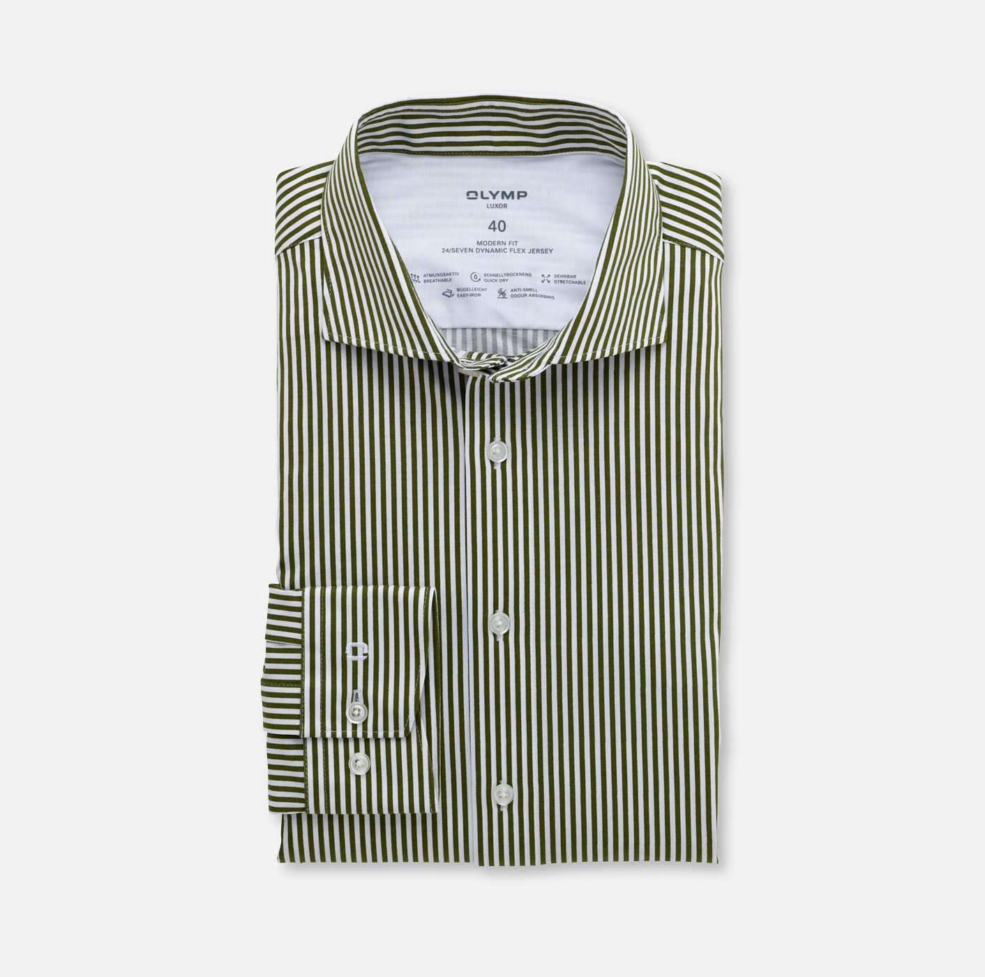 OLYMP Luxor 24/Seven, modern fit, Business shirt, Kent, Olive
