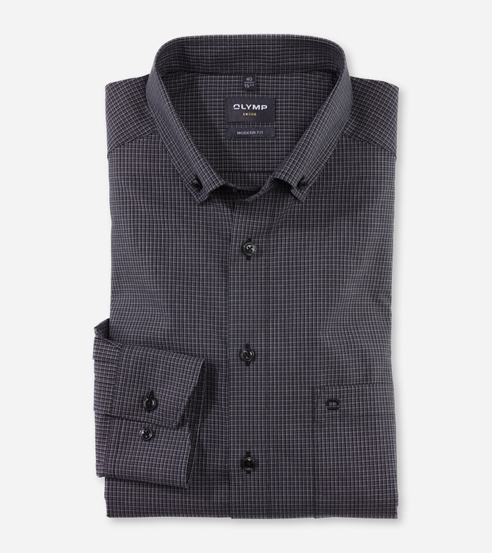 Luxor, Business shirt, modern fit, Button-down, Black