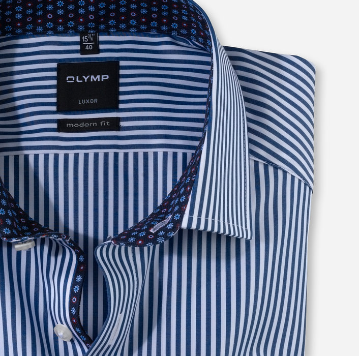 OLYMP Luxor, modern fit, Business shirt, Global Kent, Marine