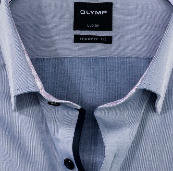 OLYMP Luxor, modern fit, Business shirt, Boutons sous col, Bleu Roi