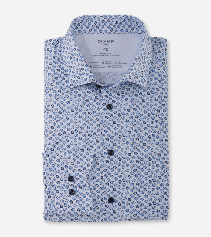Luxor 24/Seven, Business shirt, modern fit, Modern Kent, Bleu