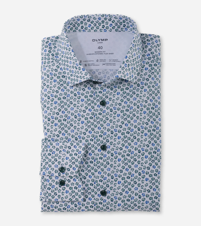 Luxor 24/Seven, Business shirt, modern fit, Modern Kent, Green